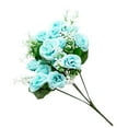 thumbnail image 3 of Artificial Mini Rose Flower Simulation Cloth Blossom Branch Fake Floral Decoration, Blue, 3 of 8
