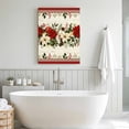 thumbnail image 4 of Canvas Wall Art, Red Poinsettia Christmas Framed Canvas Prints for Hallway Living Room, Xmas Botanical Red Border Beige Extra Large Gallery Wrapped Wall Decor for Home Office, Gifts, 20"x30", 4 of 9