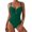 Dark Green, variant on Swimsuit for Women Tummy Control Ruched Bathing Suit Cutout U Wire Swim Suits Blue M