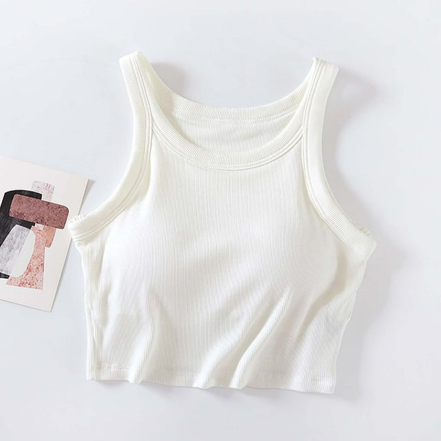 LSLJS Women's Solid Color Chest Cushion Exposed Navel Camisole with Blouse, Womens Camisole Tank Tops