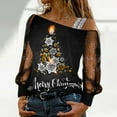 thumbnail image 4 of oqasdz Sweaters for Women Christmas Sequin Blouse Xmas Tree Print Mesh Splice Long Sleeve T Shirt Party Holiday Casual Cozy Soft, 4 of 4