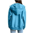 thumbnail image 4 of GaThRRgYP Womens Coats and Jackets Clearance Women's Solid Hooded Plush Sweatshirt Long Sleeve Jacket Loose Coat, 4 of 6