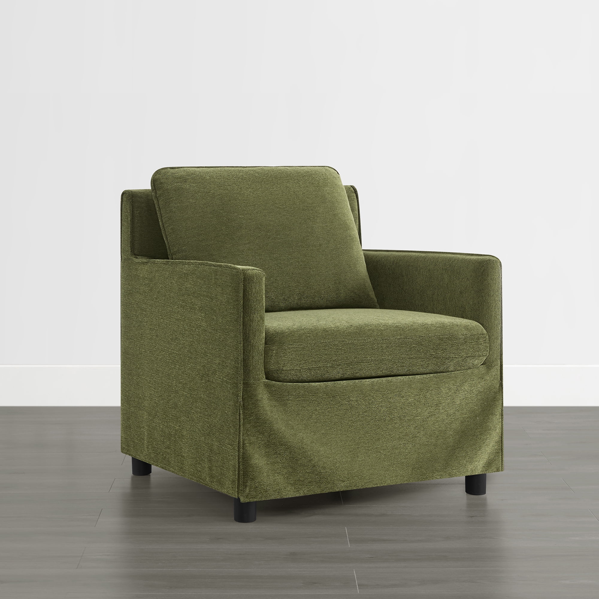 Spruce & Spring Upholstered Accent Chair for Living Room and Bedroom, Modern Lounge Armchair with Removable Cushions and Track Arms, Green Fabric