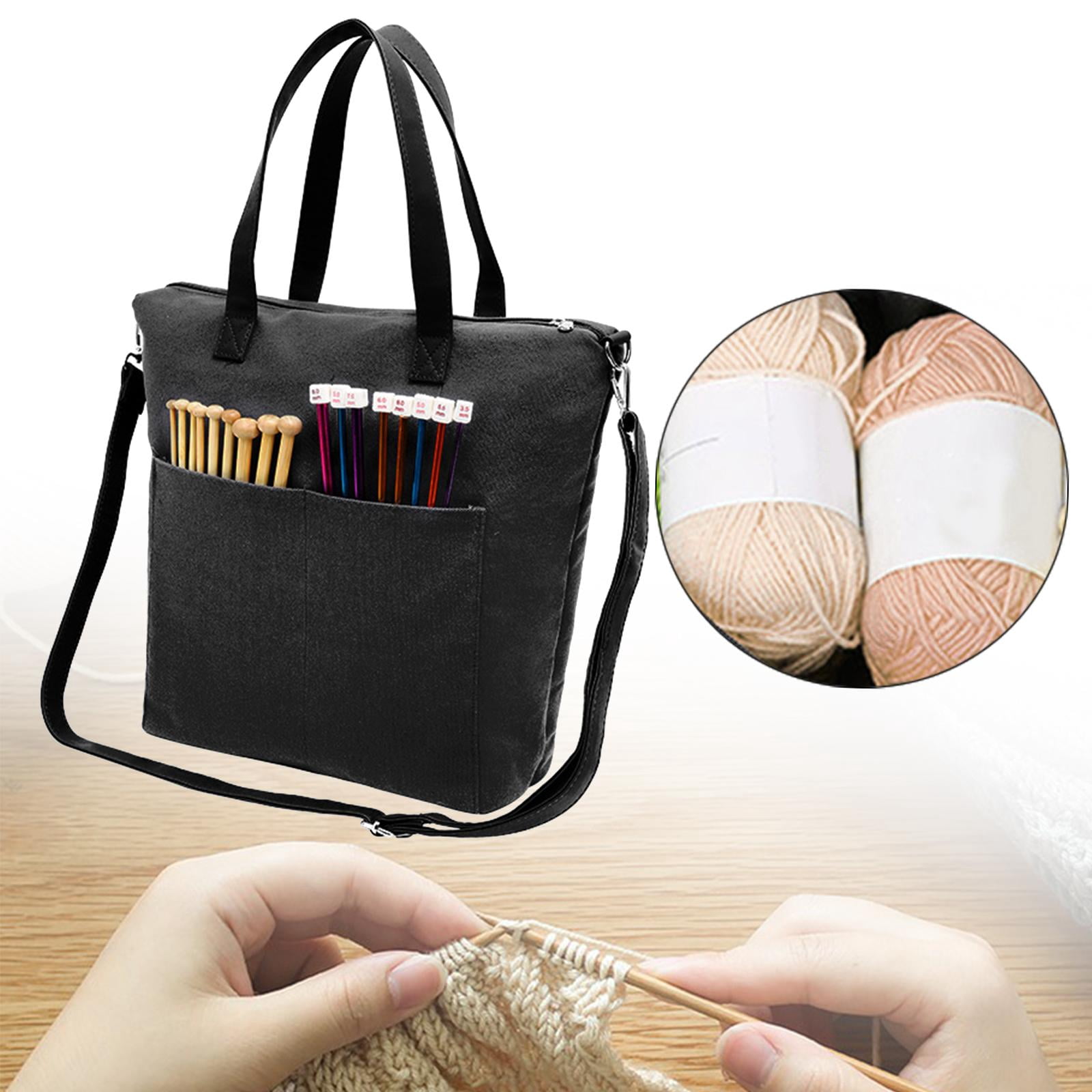 Wxqbjtam Yarn Storage Organizer Knitting Bag Empty Storage Bag Large Crochet Bag Tote for black