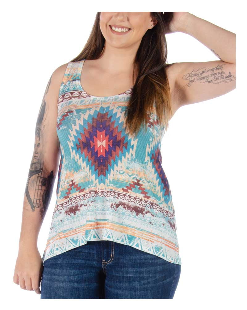 New Ladies Sleeveless Tie Dye Aztec Print Cropped Women's Top 