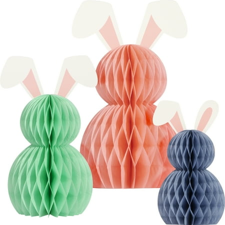 Way to Celebrate! Easter Bunny Honeycomb Centerpieces 3 Ct. Multicolor, Paper