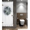 thumbnail image 6 of Stall White Barn Door Christmas Bathroom Shower Curtain 36W by 71H Inch Half Rustic Farmhouse Wooden Vintage Wood Country Xmas Narrow Small Polyester 7 Plastic Hooks Waterproof Decor, 6 of 6