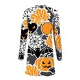 thumbnail image 5 of WREESH Mode Femmes Halloween Animal Chat Citrouille Imprimé Cardigan Manteau Blouse d'Automne, 5 of 5