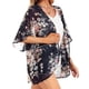 thumbnail image 4 of ICHUANYI Clearance Women's Floral Print Puff Sleeve Kimono Cardigan Loose Chiffon Cover Up Casual Blouse Tops(Black, XXL) ICHUANYI WER2023080706090, 4 of 8