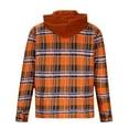 thumbnail image 4 of ZCFZJW Mens Plaid Quilted Lined Flannel Hooded Jackets Big and Tall Regular Fit Casual Fall Winter Thick Warm Long Sleeve Casual Button Down Shirt Jacket with Pockets Orange L, 4 of 5