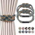 thumbnail image 1 of 2 Pack Strong Magnetic Curtain Tiebacks Upgrade Nordic Simple Style Drape Tie Backs Double Color Weave Rope Knot Decorative Curtain Holdbacks For Home, 1 of 5