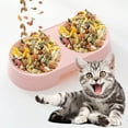 thumbnail image 4 of Pet Food Water Dish No Feeder Cat Food Feeder, Double Bowl Cat Feeder, Candy Color Pet Food Bowl, Multi- Household Food Dispenser, Non-, Pet Supplies Can separate wet and dry,Pink, 4 of 4