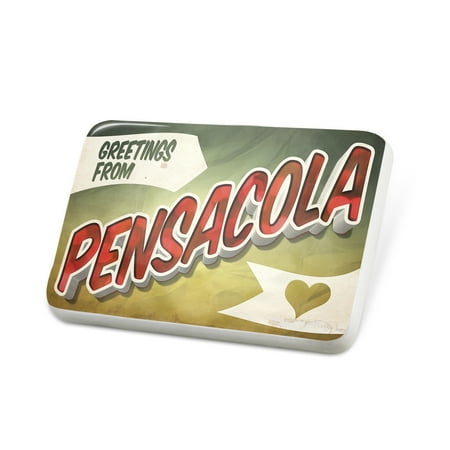Porcelein Pin Greetings from Pensacola, Vintage Postcard Lapel Badge – NEONBLOND