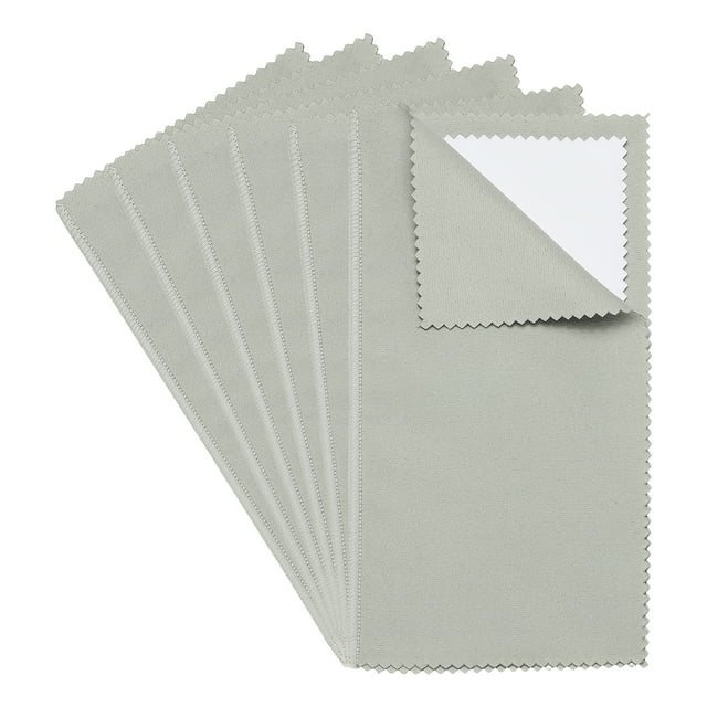 Uxcell Paño de Limpieza de Joyería Grande de 8x8", 6 Pcs Paño de Pulido de Algodón de Múltiples Capas de Doble Cara para Joyería de Plata, Oro y Latón, Gris/Blanco