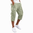 thumbnail image 2 of Zimjoy Cargo Shorts for Men Loose Fit Stretch Lightweight Elastic Waist Below The Knee Bermuda Casual Outdoor Work Shorts with Pockets Light Green XL, 2 of 6