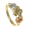 thumbnail image 4 of Solid 14k tricolor gold 6.5mm-8mm-6.5mm Hawaiian plumeria flower ring size 12, 4 of 5