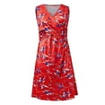 thumbnail image 2 of Women's Maternity Dress Sleeveless Ruched Pregnancy Clothes Summer Red M, 2 of 7