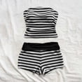 thumbnail image 2 of Stichou Women's 2 Piece Shorts Sets Strapless Striped Tube Crop Tops and High Wasited Shorts 2026 Summer Birthday Outfits Black S, 2 of 7