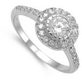thumbnail image 4 of Round White CZ Halo Bridal Engagement Ring .925 Sterling Silver Band Jewelry Female Size 5, 4 of 4