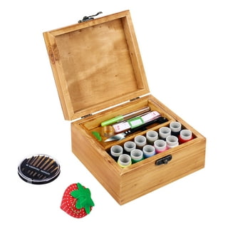 PRIMO SUPPLY Expandable Sewing Box - Seamstress Wooden Box for Thread  Spools Storage - Sewing Kit Storage Box w/Handle - Wooden Sewing Basket for  Embroidery Kits, Quilting Supplies, Cross Stitch Kits