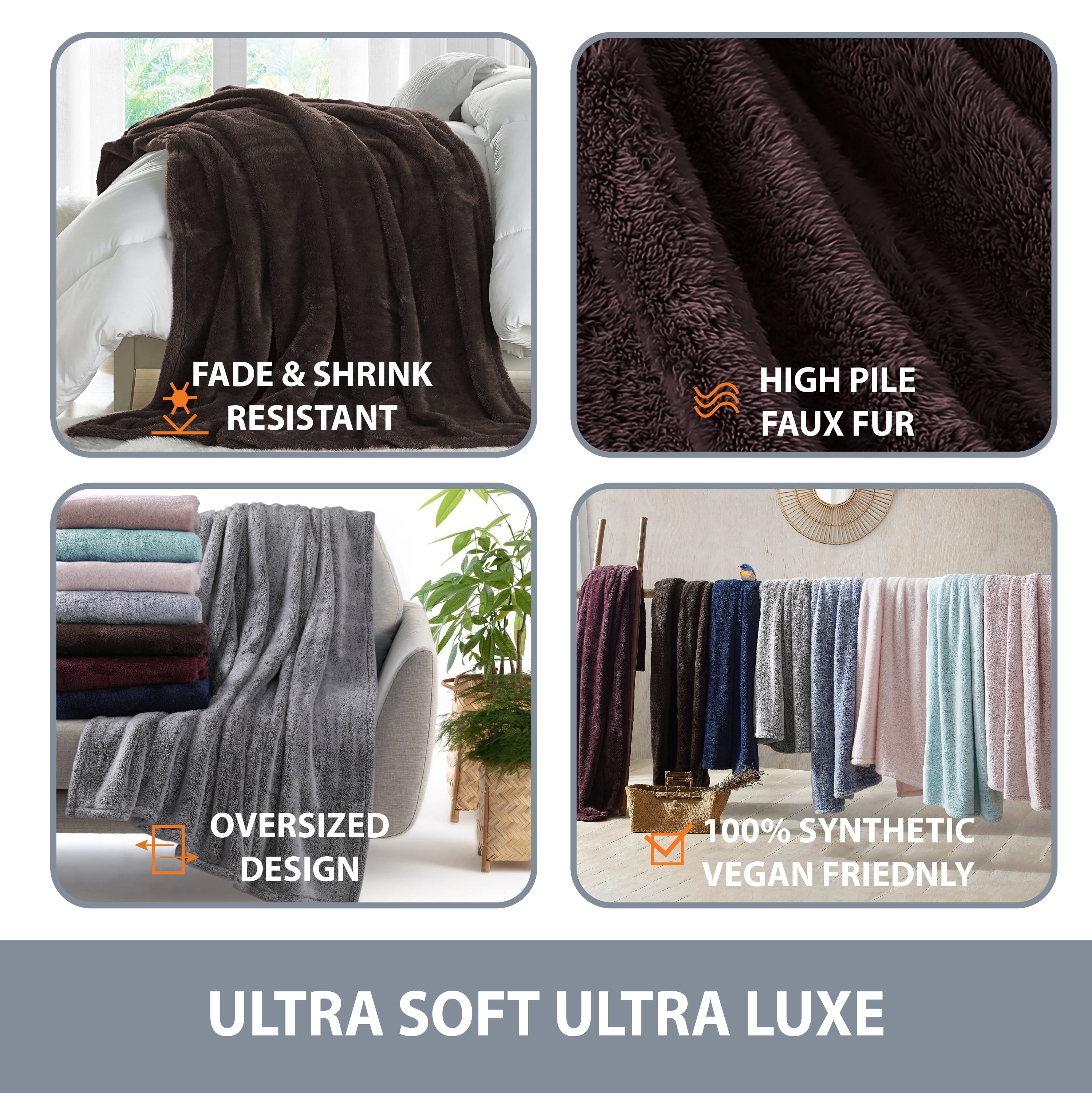 Swift Home Large 60 x70 Plush High Pile Faux Fur Blanket Walmart