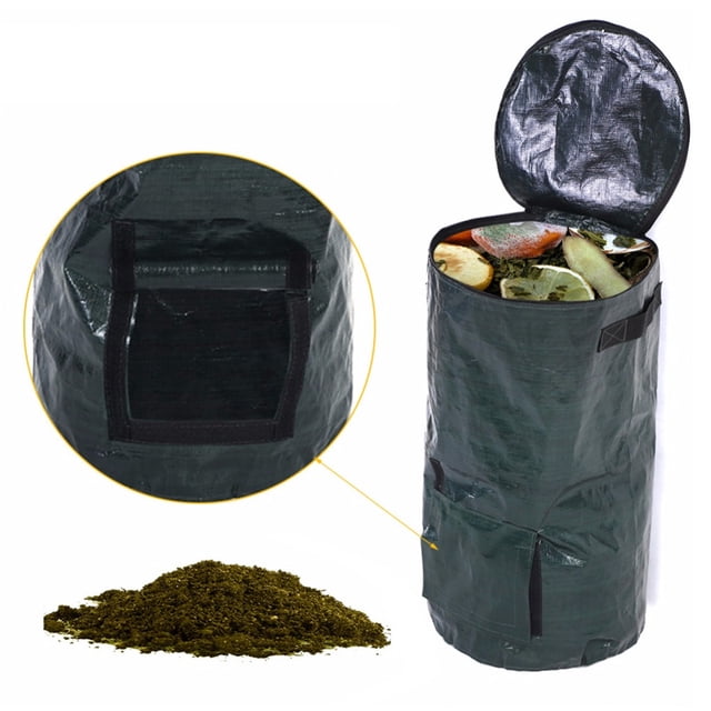 Flmtop Sac de Compost pour Cuisine, Jardin et Cour, Rangement des Déchets Organiques, Jardinière, Pochette Convertisseur