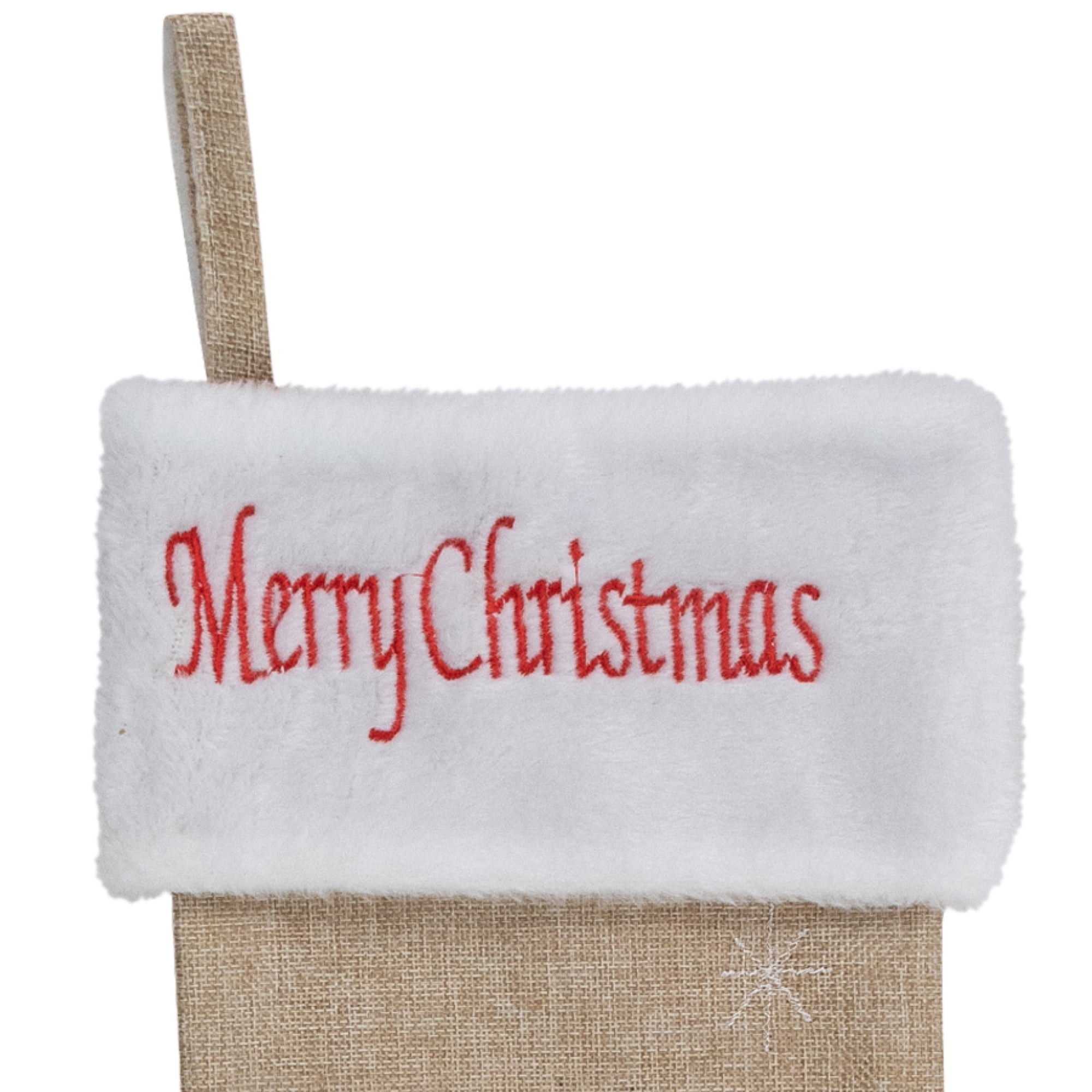 Northlight 19" Beige and Red Burlap "Merry Christmas" Santa Christmas Stocking