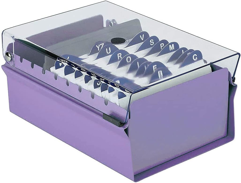 Acrimet 3 x 5 Card File Holder Organizer Box Metal Base Heavy Duty (AZ Index Cards and Divider Included) (Green Color with Clear Crystal Plastic Lid Cover)