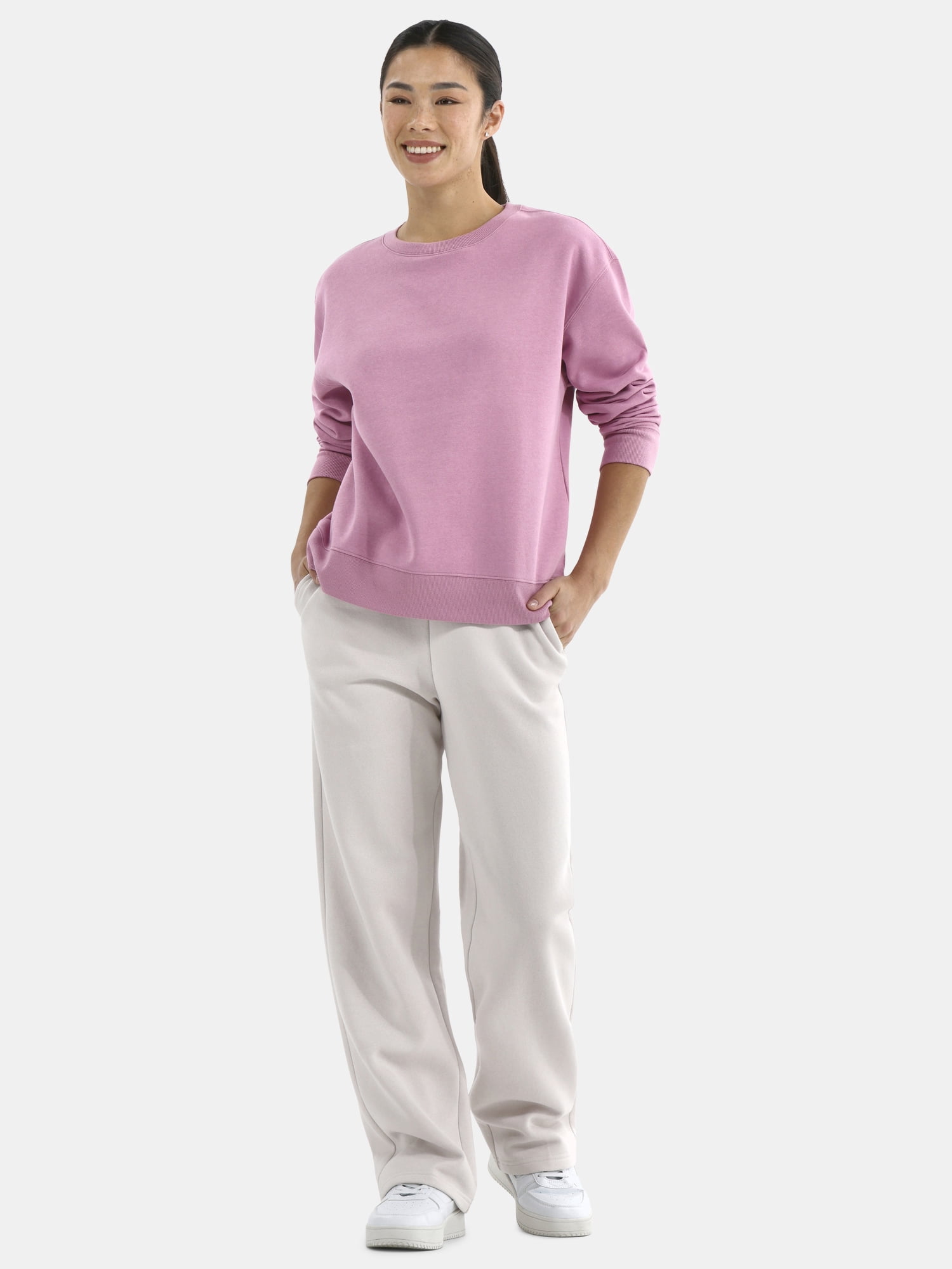 Athletic Works Women's Fleece Sweatshirt with Long Sleeves, Sizes XS-XXXL