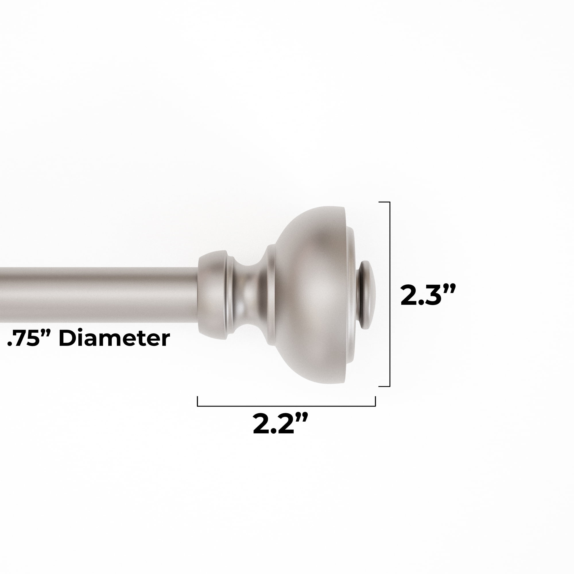 Mainstays 3/4" Nickel Cameron Urn Adjustable Single Curtain Rod Set, 30"-84"
