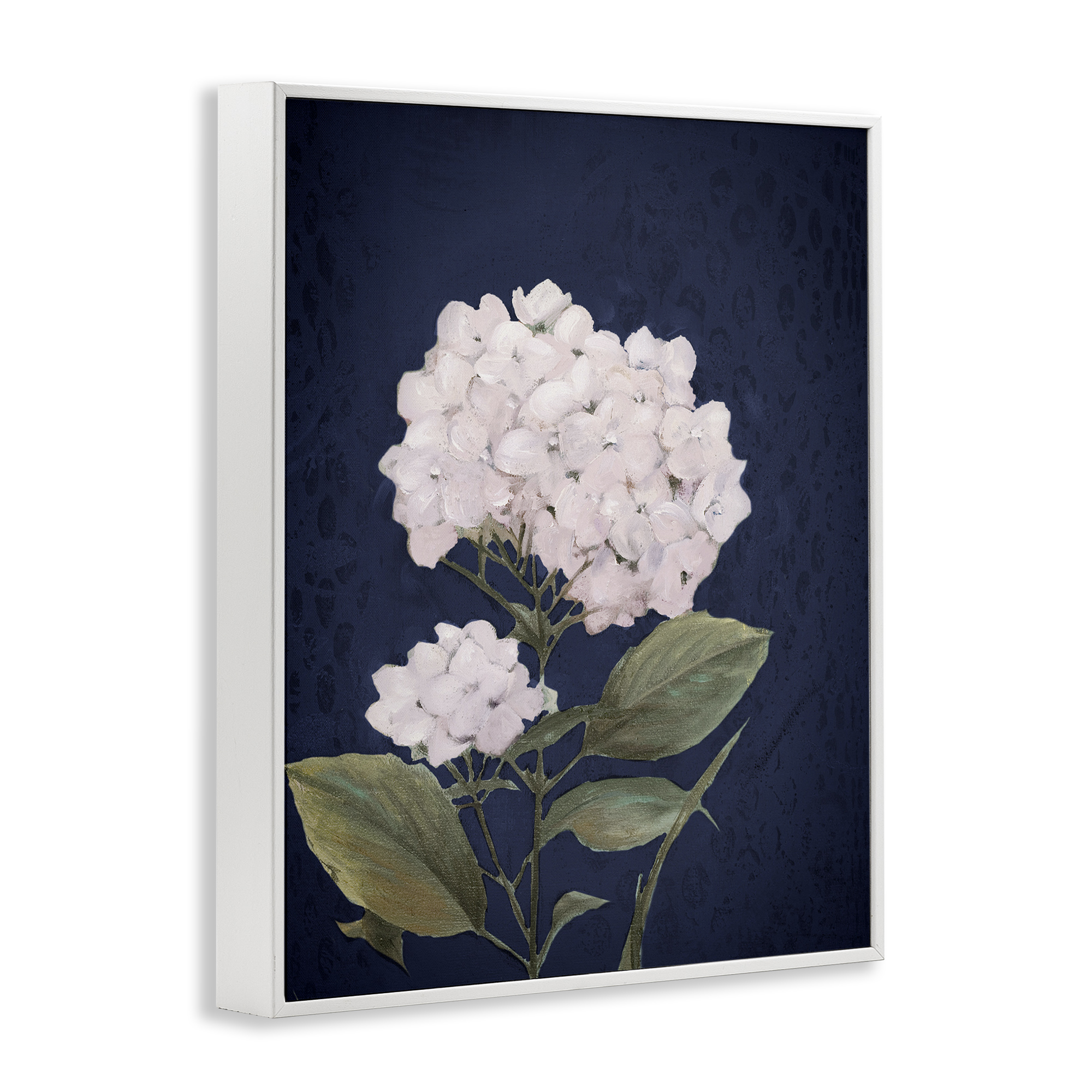 Stupell Industries White Hydrangea Blossom Botanical & Floral Painting White Framed Art Print Wall Art, 24 x 30
