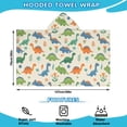 thumbnail image 2 of Beige Dinosaur Pattern Hooded Bath Towel，50"x30" for Ages 3 To 12 Kids, Quick Dry Lightweight Soft Microfiber Hood Beach Towel Cover Up for Kids, 2 of 7