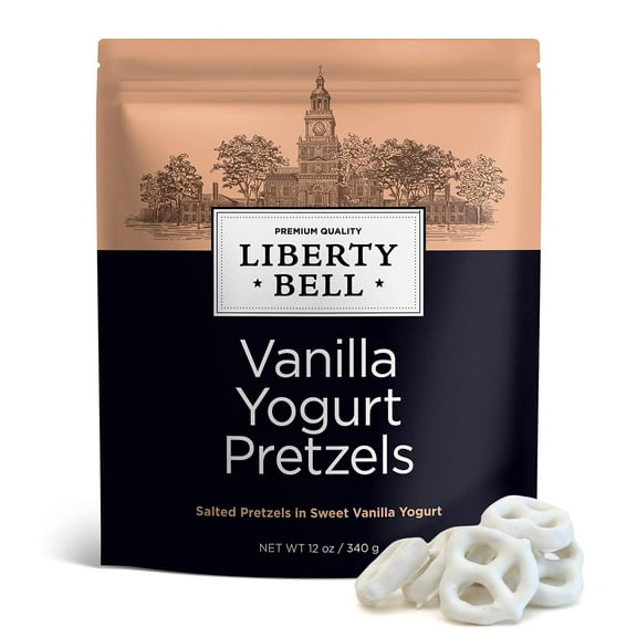 Liberty Bell Yogurt Covered Pretzels, Bite Size Pretzels Dipped in Sweet Vanilla Yogurt, 12 Ounce Bag