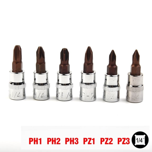 Screwdriver Bit Professional Grade Screwdriver Bits 6Pcs Ph Pozi Bit Socket Set 1/4 Drive Included Ph1 Ph2 Ph3 Pz1 Pz2 Pz3
