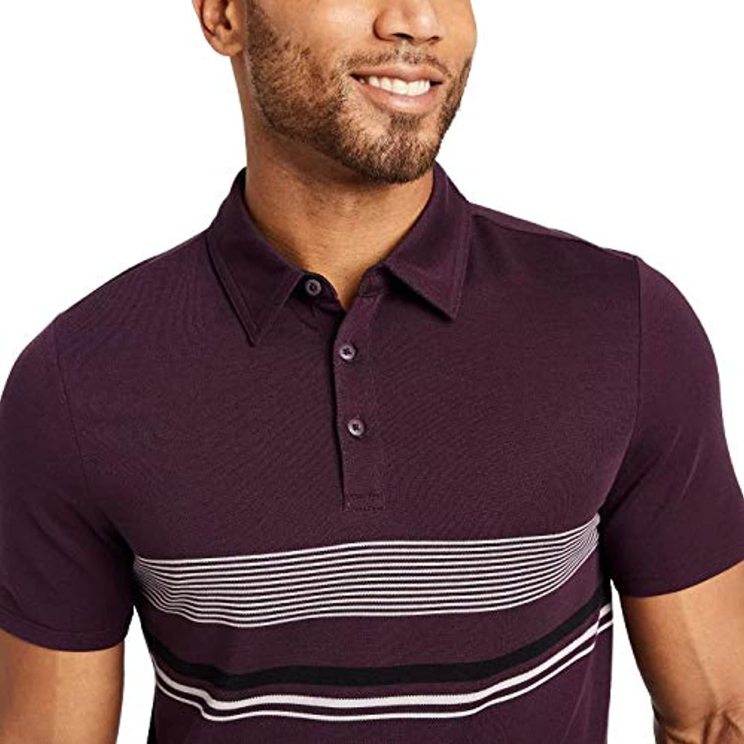 All in Motion Men's Chest Stripe Golf Polo Shirt - (Purple, Small 