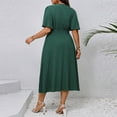 thumbnail image 6 of UPPADA Women Plus Size Maxi Dress Cocktail Wedding Guest Dress Short Sleeve Wrap V Neck Formal Dress High Low Split Ruffle Long Dress for Curvy Women Green,XL, 6 of 7