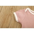 thumbnail image 4 of Yutk Toddler Kids Girls Boys Solid Ribbed Tops Tee Shorts Outfits Set Clothes Pink, 4 of 9