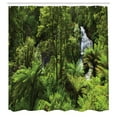 thumbnail image 4 of Rainforest Shower Curtain, Rainforest with Waterfall River Tourist Attraction Tropical Lands Green Zen Theme, Fabric Bathroom Set with Hooks, 69W X 70L Inches, Green, by Ambesonne, 4 of 4