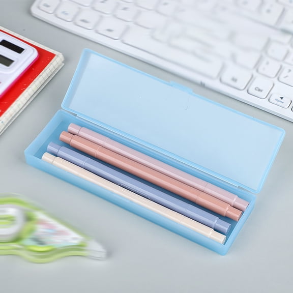 Small Plastic Pencil Case Stationery Storage Box Hinged Lid Closure Office Home