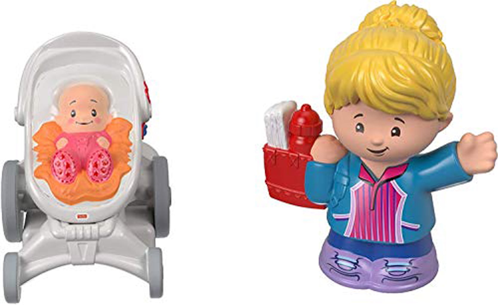 Lot of 2pcs Fisher Price Little People Mom Driver and Baby in Car Seat 