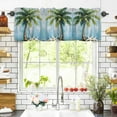 thumbnail image 3 of Coconut Tree Valances for Windows Nautical Blue Wood Grain Rod Pocket Curtain Valance Window Treatment Short Curtains for Kitchen Living Room, 42"x12", 3 of 5