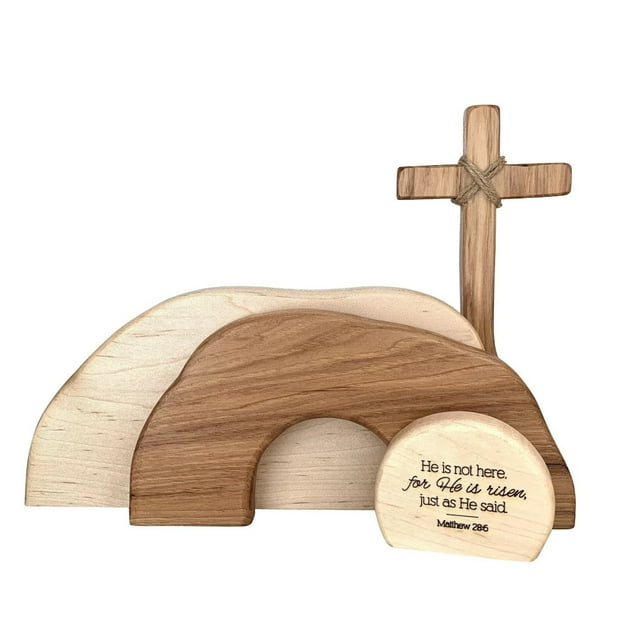 Conjunto de adornos de Pascua de madera y diseño elegante. El ambiente festivo puede estar en casa o regalarse como obra de arte.