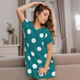 thumbnail image 3 of Daiia White Polka Dots With Teal Background Print Women's Nightshirt Soft Nightgowns for Women Short Sleeve dress Short-sleeved Sleepwear, 3 of 6