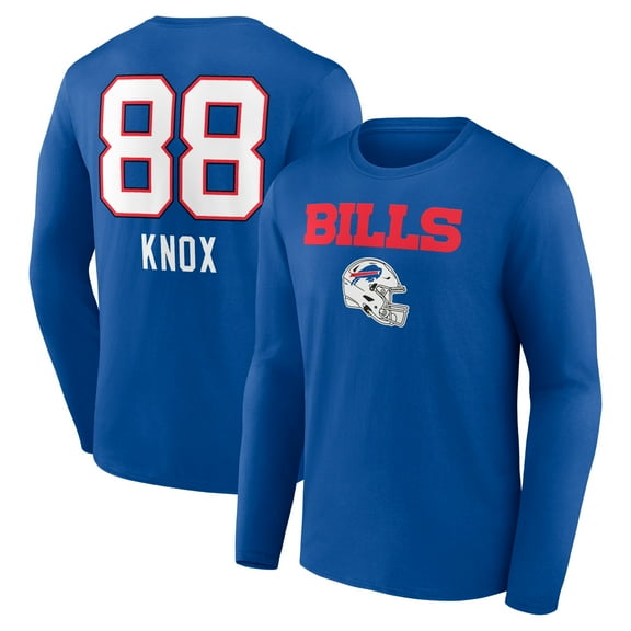 Men's Dawson Knox Royal Buffalo Bills Team Wordmark Player Name & Number Long Sleeve T-Shirt