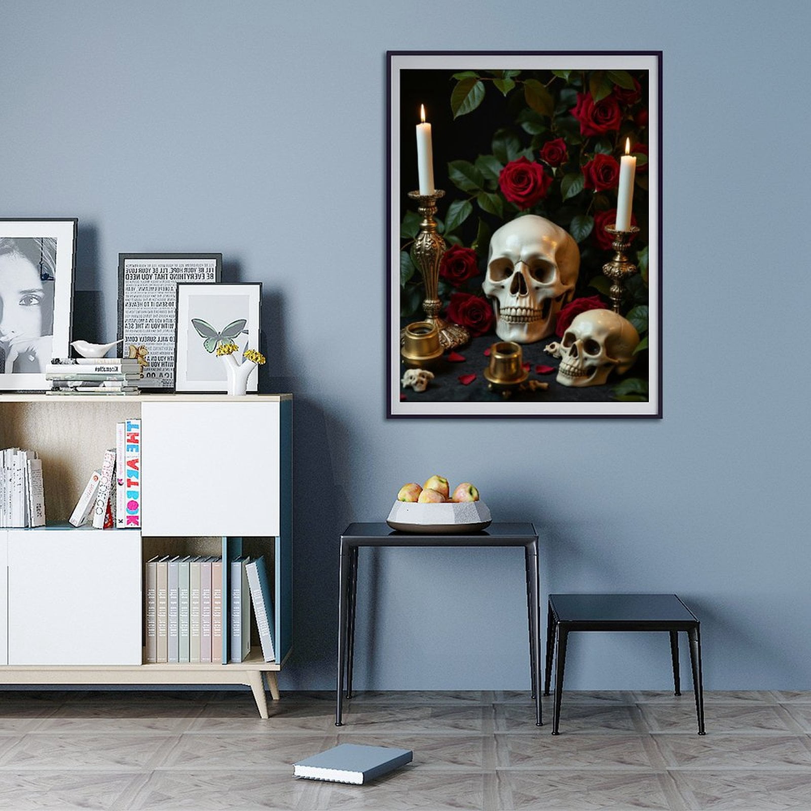 Diamond Art Kit for Adults, Candles Skulls Red Roses Display Diamond Painting for Adults Beginners, 5D DIY Diamond Art Painting Kits, Colorful Diamond Painting Craft for Home Decor 12x16
