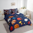 thumbnail image 4 of Feelyou Cartoon Soccer Rugby Twin Bedding Sets 7-Piece, Football Athlete Helmet Bedding Comforter Set, Basketball Sports Reversible Sheet Sets, Luxury Bedroom Decor, 4 of 8