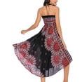 thumbnail image 3 of SWSMCLT Women's Summer Flowy Dress Hippie Indian Gypsy High Waist Long Skirts Boho Skirt Bohemian Maxi Floral Printed Tie Front Dresses Elastic Waist Black One Size, 3 of 5