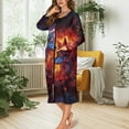 thumbnail image 5 of Yuyamidu Wolf Bathrobe Women Kimono Robes Fashion Long Spa Bath Robe Casual Round-Neck Dressing Gown Ladies Sleepwear Pajamas Size M Mid-Calf Length Nightgowns, 5 of 7