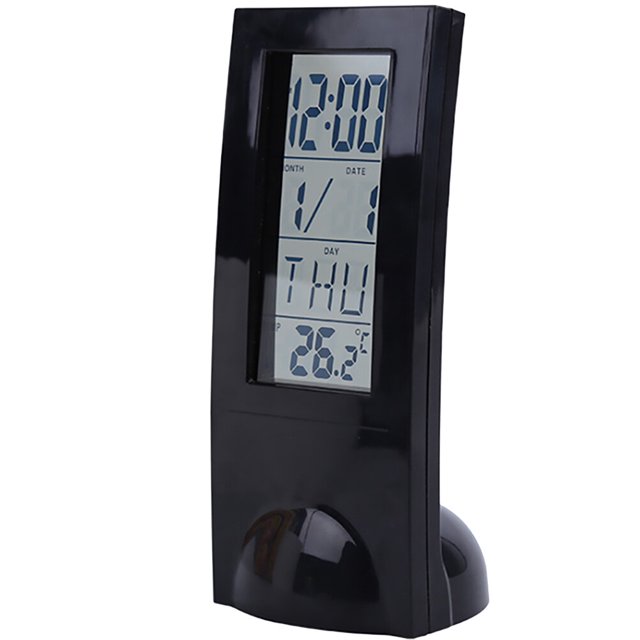 1 reloj electrónico multifuncional con indicador de temperatura, reloj con pantalla digital, calendario, reloj despertador para escritorio en casa sin batería (negro)