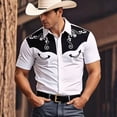 thumbnail image 2 of CONZONE Mens Buttons Down Shirts Short Sleeve Shirts for Men Trendy Western Cowboy Embroidery Collared Soft Lightweight Summer Tops, 2 of 4